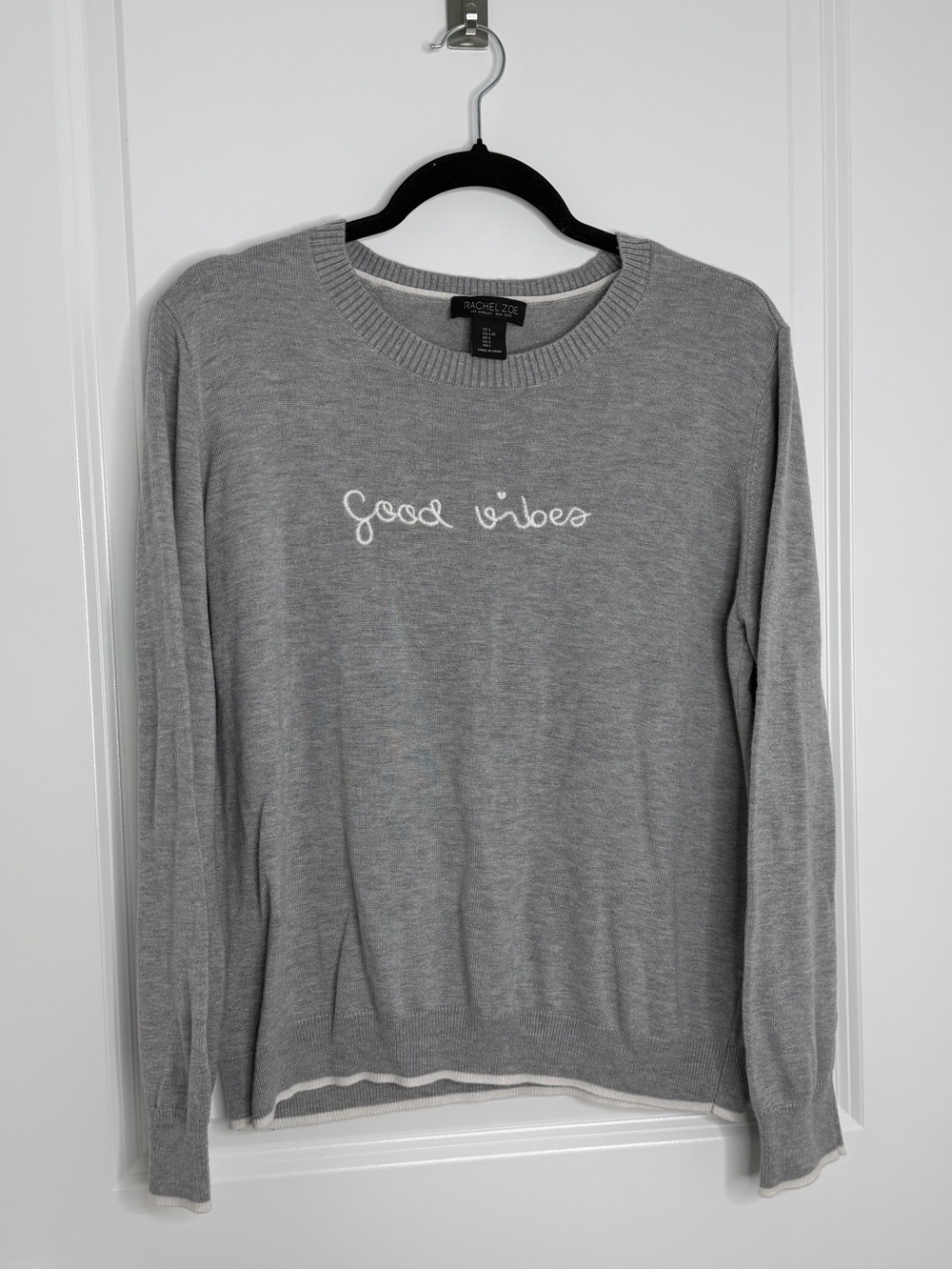 Rachel Zoe Gray 'Good Vibes' Crewneck Sweater